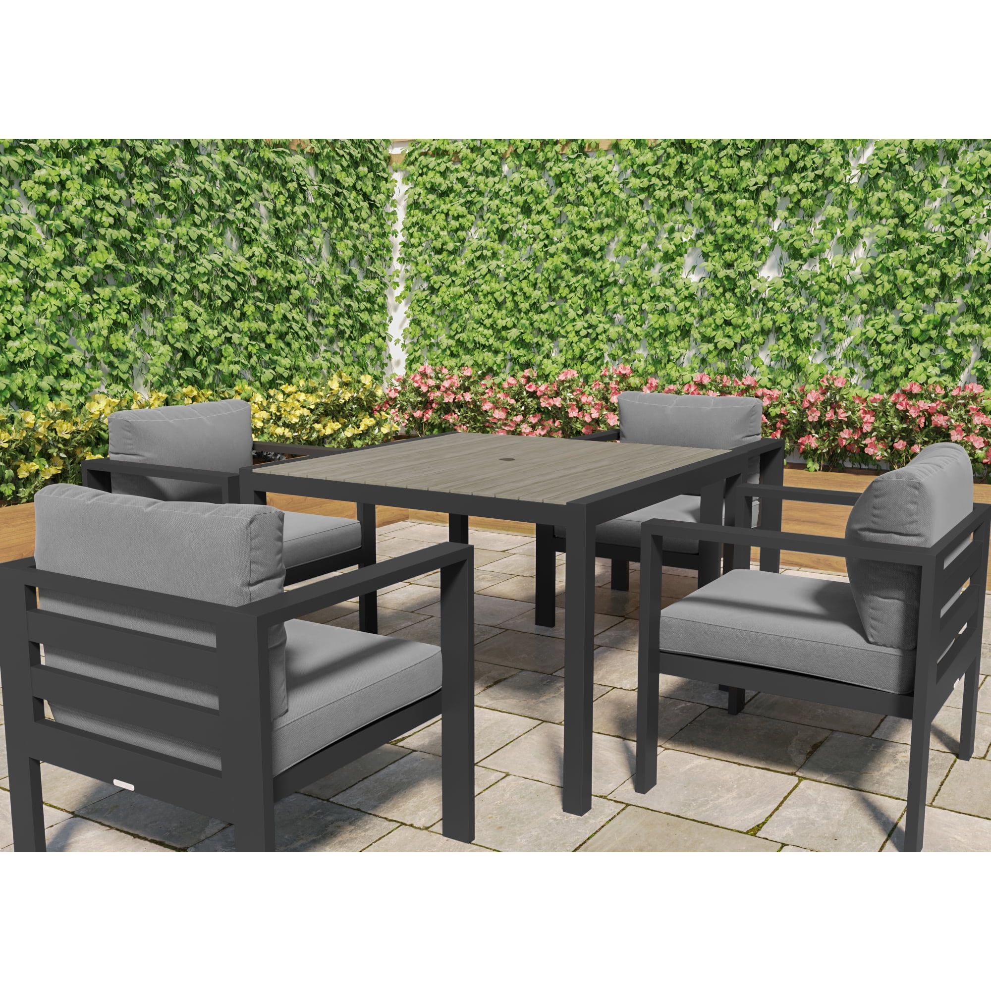 Tortuga Outdoor Lakeview Aluminum Modern 5 Piece Dining Set with Table