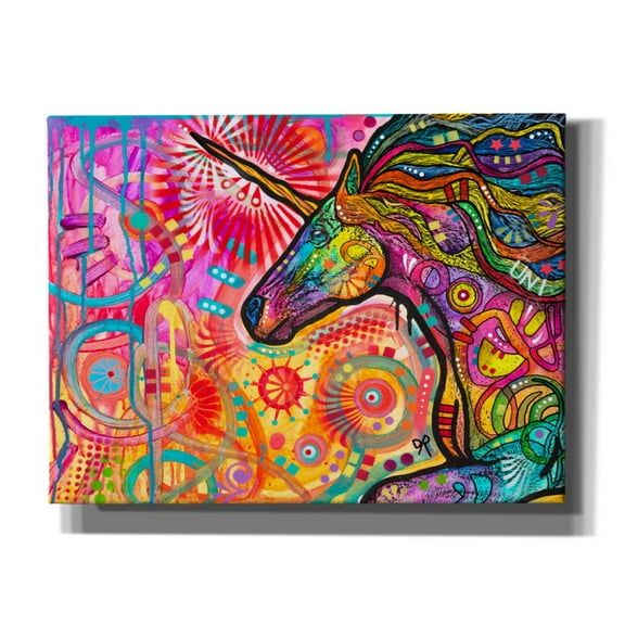 Epic Graffiti 'Rainbow Unicorn' by Dean Russo, Canvas Wall Art, 16"x12"