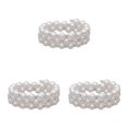 thumbnail image 3 of Thinsony Femmes Chic Perle Strass Stretch Bracelet Mariage Bal pour Mariée Blanc 3 Rangée 3Set, 3 of 6