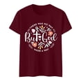 thumbnail image 4 of Puliio Christian Faith T‑Shirt for Women Short Sleeve Crew Neck But God Inspirational Graphic Tees Casual Summer Daily Tops, 4 of 4