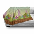 thumbnail image 3 of Forest Soft Flannel Fleece Throw Blanket, Fantasy Cartoon Landscape Colorful Trees Country Panorama Trees Hills Abstraction, Cozy Plush for Indoor and Outdoor Use, 70" x 90", Multicolor, by Ambesonne, 3 of 6