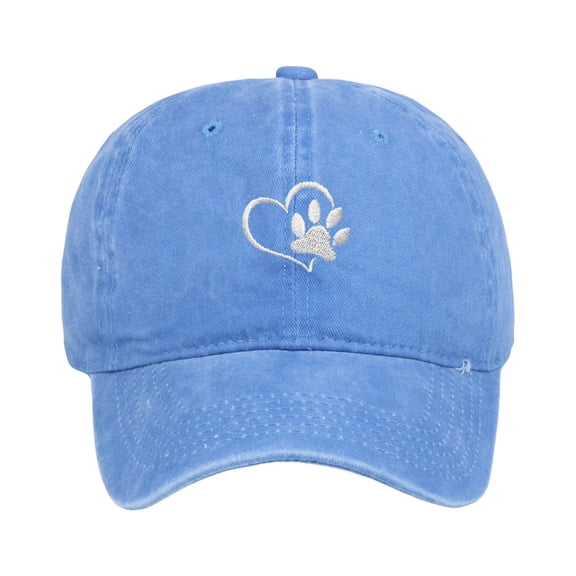 Ttongbb Hats Dog Paw Print Heart Embroidered Washed Unisex Baseball Multi-Color Couple's Cap Dad Hat Casual Sports Sun Headwear