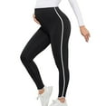 thumbnail image 2 of Bixock Maternity Pants,Womens Over The Belly Pants,Black Color-blocked High-waisted Maternity Pants with Hip-lifting Elastic Belly Support Suitable for Yoga Cropped Leggings Maternity Wear, 2 of 5