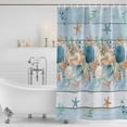 thumbnail image 3 of Blue Beach Coastal Shower Curtain, Waterproof Shower Curtains for Bathroom, Nautical Shell Starfish Coral Summer Washable Fabric Bathtub Curtain Set Bath Decor with 12 Hooks Standard 72"x72", 3 of 8