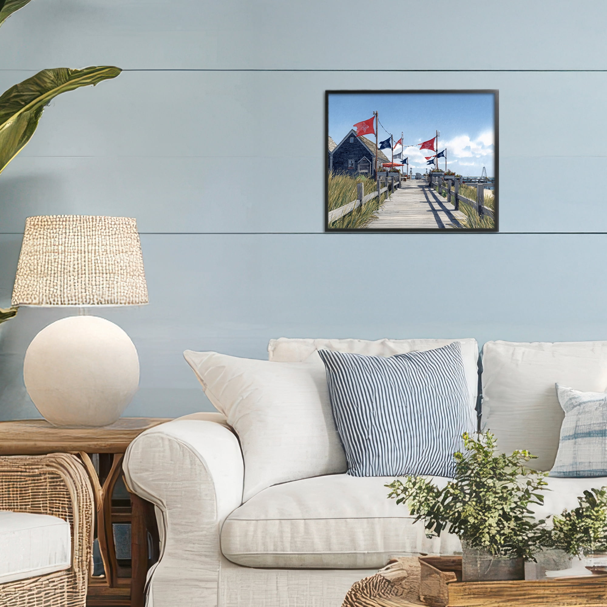 Stupell Industries Summer Boardwalk Stroll Black Framed Giclee Art, design by Franklyn Gregory