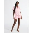 thumbnail image 3 of Joyspun Women’s Dreamy Soft Collection Notch Collar Knit Top and Boxer Shorts Pajama Set, Sizes XS-3X, 3 of 7