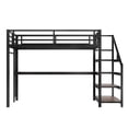 thumbnail image 5 of Bellemave Queen Size Loft Bed with Desk, Metal Loft Bed with Built-in Storage Shelves and Multifunctional Iron Nets, Loft Bed Queen with USB, LED, Loft Bed Queen Size for Teens Adults, Black, 5 of 12