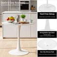 thumbnail image 6 of Tomile White Round Dining Table, 32-inch Tulip Kitchen Table, Mid-Century Tulip Table with Metal Pedestal Base, Seating for 2-4 People, Suitable for Living Rooms, Cafes, Bars, Easy Assembly, 6 of 8