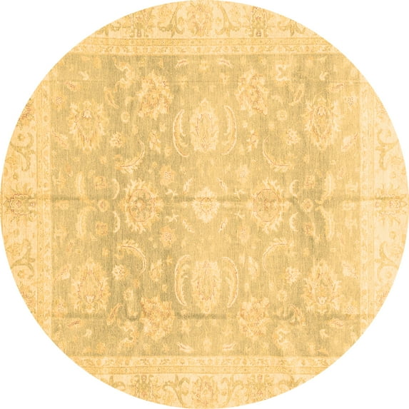 Ahgly Company Indoor Round Oriental Brown Traditional Area Rugs, 8' Round