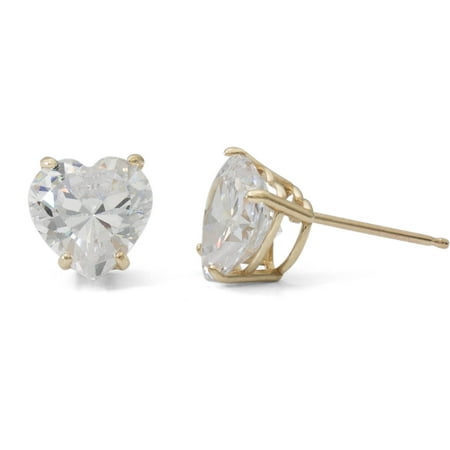 Simulated Diamond 10kt Gold Heart-Shape Stud Earrings