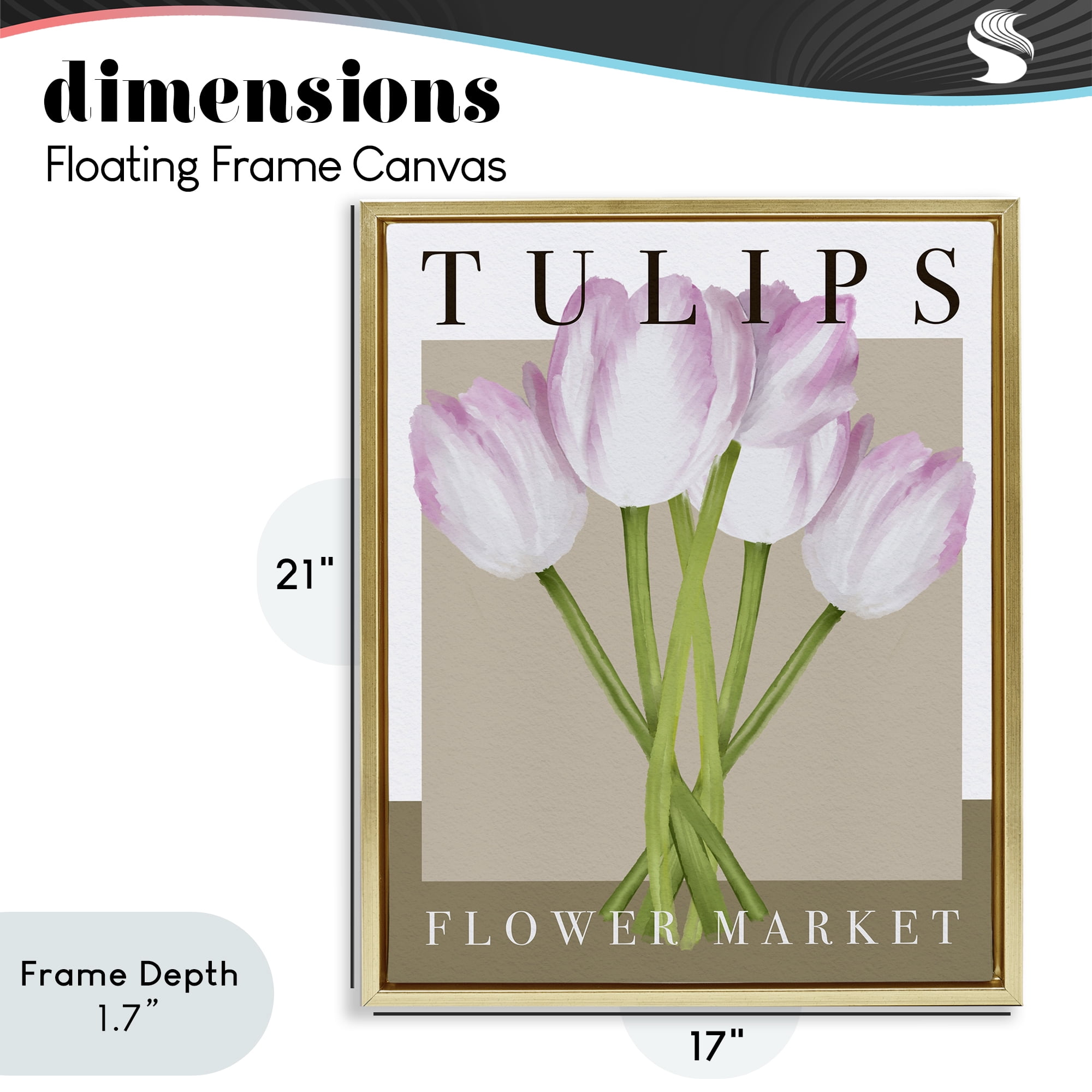 Stupell Industries Tulips Flower Market Gold Framed Floater Canvas Wall Art, design by Jennifer Stith