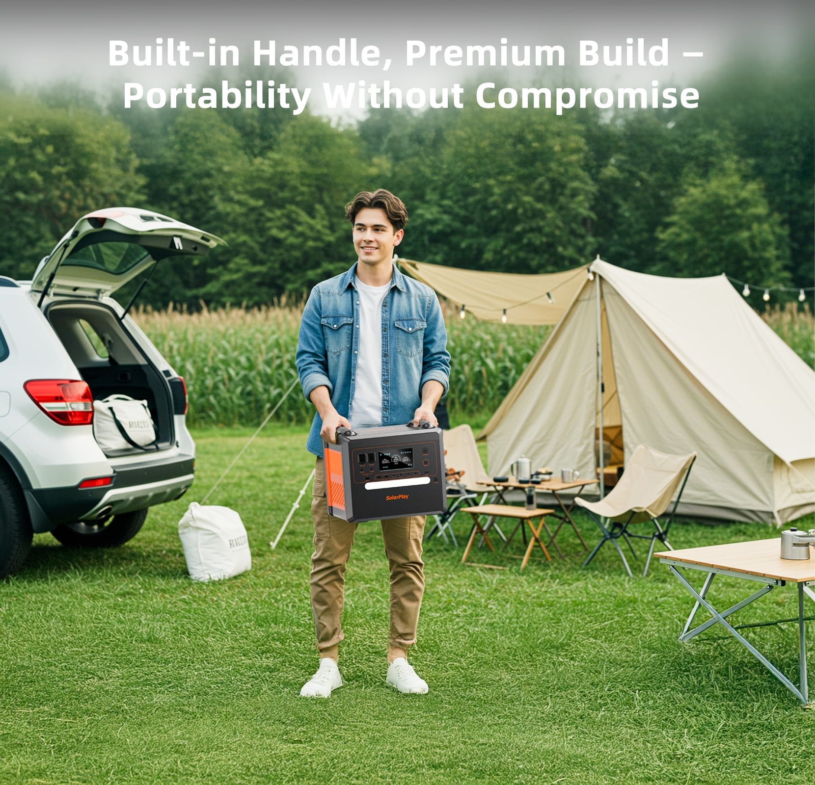 Walmart Deals Event! SolarPlay Q2402M 2500W LiFePO4 Portable Power Station, 2304Wh with 200W Solar Panels, 4 AC Outlets, Outdoor Emergency Power