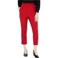 thumbnail image 1 of Line & Dot Womens Solid High Rise Casual Cropped Pants, Red, Large, 1 of 5