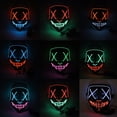 thumbnail image 2 of Máscara de Halloween con luz LED que brilla en la oscuridad, 3 modos, cable EL, disfraz de la película The Purge, accesorios para fiestas, 2 of 5
