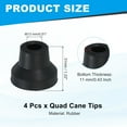 thumbnail image 2 of Quad Cane Tips 1/2 Inch, 4 Pcs Replacement Foot for Standing Stick Women Men Seniors, Black(Style 3), 2 of 7