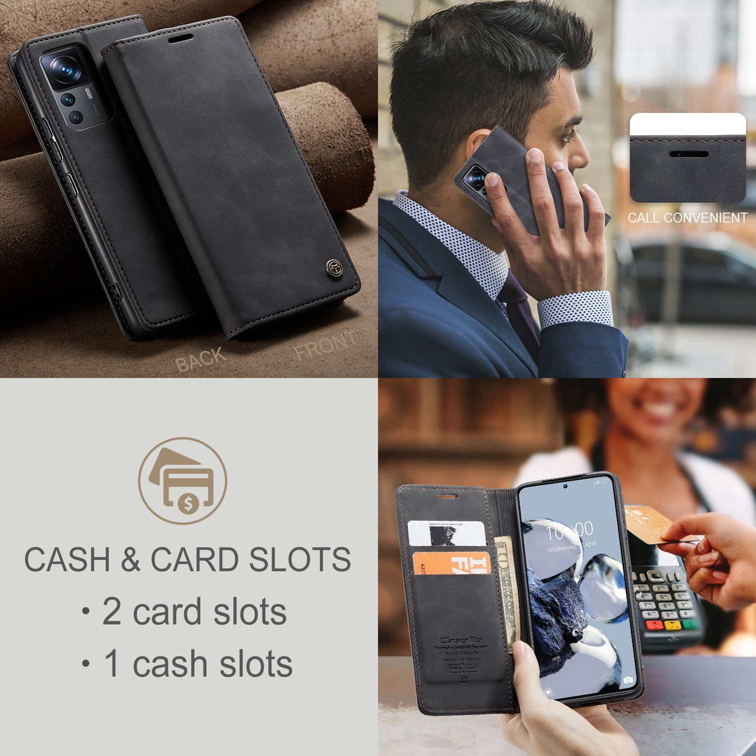 ETFAST Leather Wallet With Card Holder Zipper Phone Case For Redmi K50 Ultra High Quality Leather Phone Case