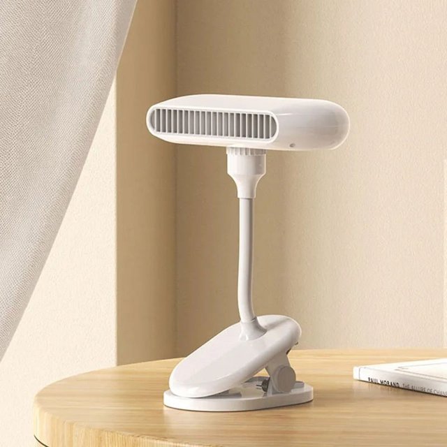 Ventilador con clip USB Mini ventilador con batería, ventilador para cochecito de bebé, ventilador personal recargable, cuello flexible, 3 velocidades, ideal para playa, coche, camping, dorm