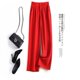 thumbnail image 3 of Pantalones de oficina holgados de pierna ancha para mujer, pantalón informal coreano, elástico, de cintura alta, recto, para verano, 3 of 5