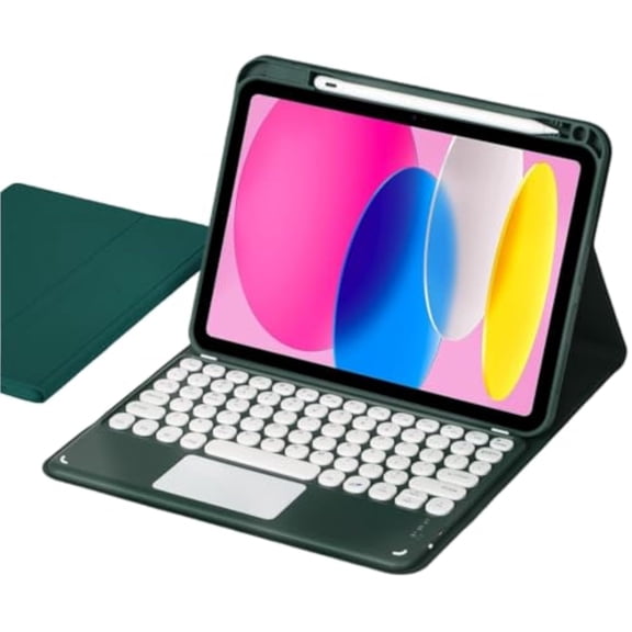 Magnetic Detachable Round Keys Keyboard Case with Touchpad & Pencil Holder for iPad Air 13" M2/M3/M4 (2026), iPad Pro 12.9" 3rd/4th/5th/6th Generation,Teal