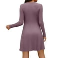 thumbnail image 2 of SYMOID Womens Purple Fall Winter Long Sleeve Knit Dress - A-line Knee-Length, Waist-Defining with Pockets, 100% Polyester, S-XXL,Size 2XL, 2 of 8