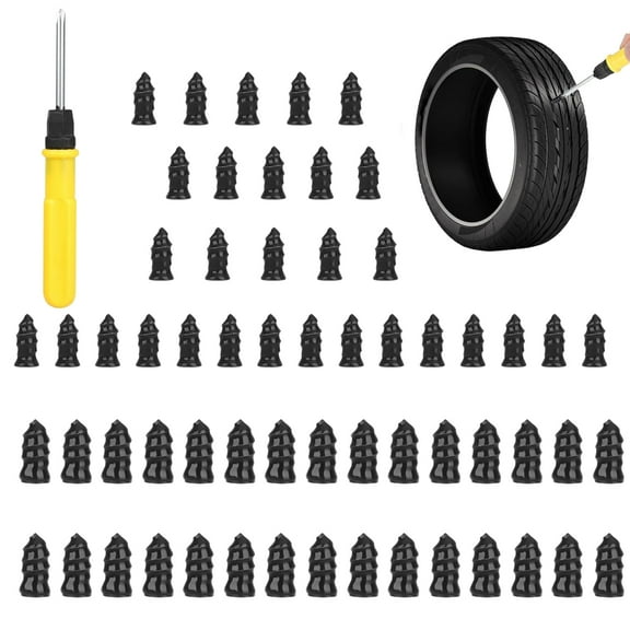Ksruee Tire Repair Screws Kit Tyre Repair Kit Rubber Nails Tool with Screwdriver Wheel Plugs Puncture Tool Studs for Auto Car Truck Sedan Tractor Snowmobiles cool