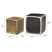 Brics Side Table Set (2-Piece) Multicolor End Table, Modern Style, Painted Aluminum square shape tabletop, Aluminum, Indoor Living
