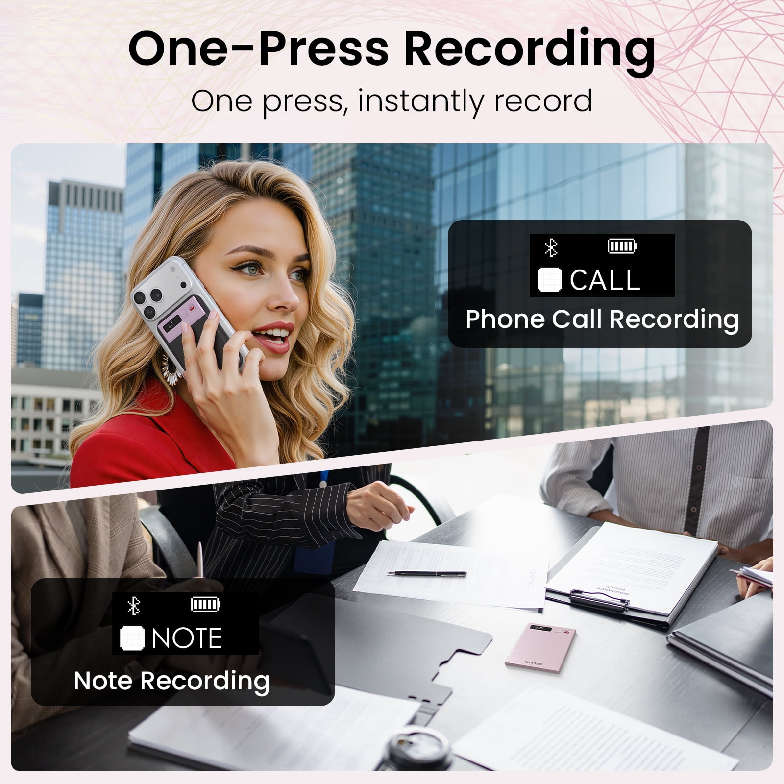 NEWYES AI Voice Recorder,Ailog Smart Audio Recorder, App Control, Transcribe & Summarize, 188+ Languages Translation, 64GB Memory, Audio Recorder for Meetings, Lectures, Calls, Business, Class