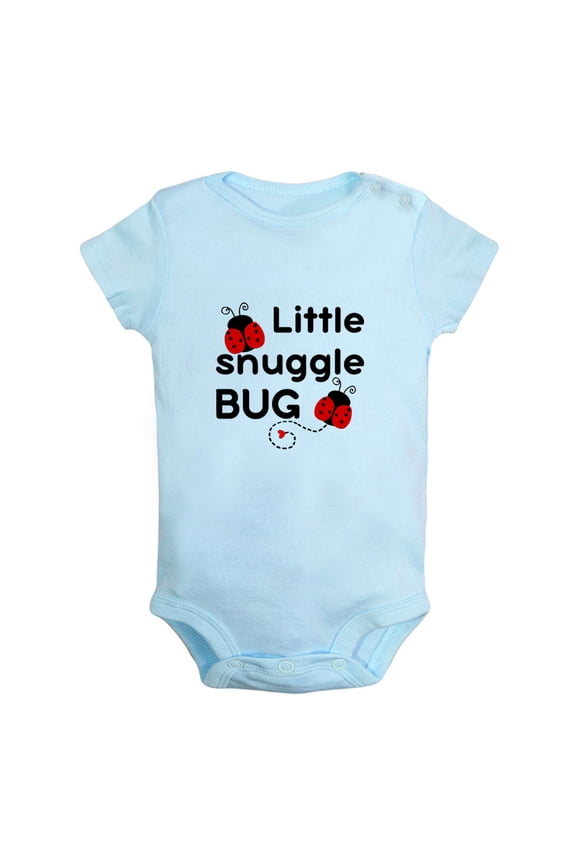 Little Snuggle Bug Funny Rompers For Babies, Newborn Baby Unisex Bodysuits, Infant Jumpsuits, Toddler 0-12 Months Kids One-Piece Oufits (Blue, 12-18 Months)