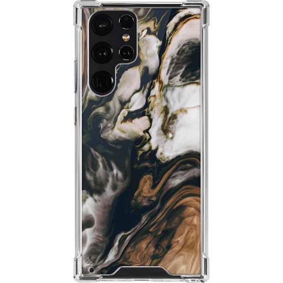 Skinit Marble Copper and Black Marble Ink Galaxy S22 Ultra Clear Case