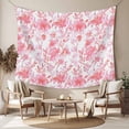 thumbnail image 2 of Watercolor Pink Floral Tapestry for Bedroom Wall Hanging Tapestry, Pink Ombre Botanical Summer Ceiling Backdrop Tapestries Poster Blanket Wall Decor for Teens Room Living Room Dorm 55" x 73", 2 of 8