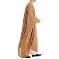 thumbnail image 5 of HOOMEUMY Mens Muslim Robe Deals Fashion 2024 Trendy Embroidered Coat Front Open Jacket Long Cut Design Casual Workout Drop Shoulder Clothes Khaki XL, 5 of 9