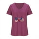 thumbnail image 3 of Camisetas Casuales de las Mujeres Gradiente Día de la Independencia Impreso Cuello Redondo, Blusa de Manga Corta para Diario, Fiesta Y Primavera Verano, 3 of 4