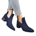 thumbnail image 4 of EKVAHL Women's Slip‑On Chelsea Ankle Boots, Low Heel Dress Booties, Casual Work Boots for Business Daily Blue, 4 of 5