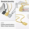 thumbnail image 6 of Bestyle 18K Gold Plated Letter Necklace for Men Women, 22inch Stainless Steel Box Chain Dog Tag Pendant Statement Gift for Dad Son Boyfriend - K, 6 of 9