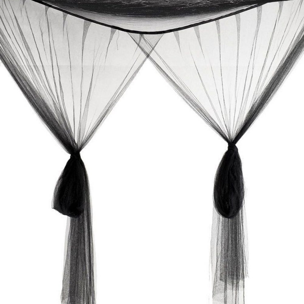 Mesh Bed Canopy, Four Corner Canopy, Bed Frame Queen Canopy Bed Tents for Girls, Bed Curtain for Toddler Bed, King Twin Size Bed Canopy Decor for Adults Bed, Kids Bed, Screen Netting Curtains Black