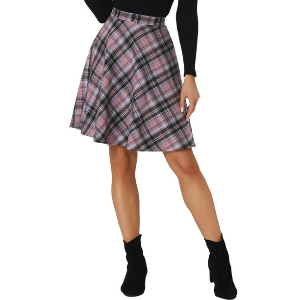 Inspire Chic Conjunto Falda para Mujer Cintura Elástica Longitud de la Rodilla Falda A Línea XL Púrpura Negro