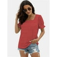thumbnail image 5 of Women Summer Square Neck Ruffled Tops Short Sleeve Blouse Casual T-Shirt Top, 5 of 5
