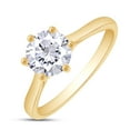 thumbnail image 3 of AFFY 6-Prong Solitaire Style, 6.5MM Round Cut Lab Created Moissanite Diamond Solitaire Wedding Promise Ring For Women In 14K Yellow Gold Over Sterling Silver (VVS1 Clarity 0.90 Cttw)-5.5, 3 of 6