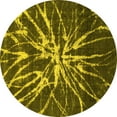 thumbnail image 1 of Ahgly Company Machine Washable Indoor Round Abstract Yellow Modern Area Rugs, 7' Round, 1 of 4