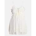 thumbnail image 5 of No Boundaries Sleeveless Tie Front Ruffle Romper, Women's XXS-XXL, 5 of 5