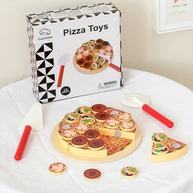 New Pizza Wooden Toys Food Cooking Simulation Tableware Fruit Vegetable Cutting Game Pretend Play Toy Children‘s Kitchen Game