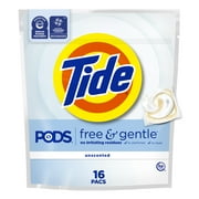 Tide PODS Laundry Detergent Soap Pacs, Free and Gentle, Hypoallergenic, Unscented, 16 Count