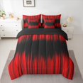 thumbnail image 2 of Homewish Abstract Geometric Striped 7 Pieces Bedding Comforter Set,Line Pattern Full Bedding Set,Red Black Fitted Sheet Flat Sheet For Kids,Super Cozy Room Decor Reversible, 2 of 8