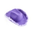 thumbnail image 3 of Springcmy Cowboy Hats with Feathers for Women Men Fluffy Cowgirl Hat Felt Wide Brim Western Party Halloween Dress Up Hat, 3 of 7