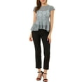 thumbnail image 3 of INSPIRE CHIC Women's Round Neck Cap Sleeves High Low Hem Lace A Line Peplum Blouse, 3 of 7