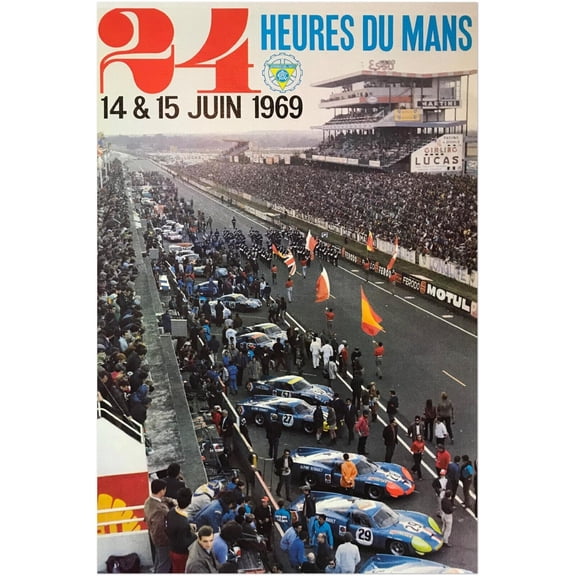 24 Heures Le Mans - 1969 - Vintage Racing Poster (8x12Inches)