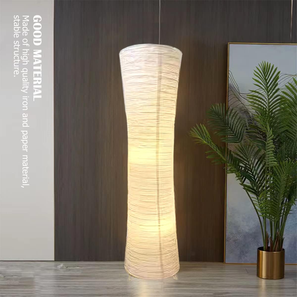 FERCAISH Paper Floor Lamp Shade, Foldable and Minimalist Style Rice Paper Lamps Classic Modern Paper Floor Bulb Cage Guard for Living Room Bedroom Décor
