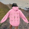 thumbnail image 3 of FYDUU Bow Hoodies For Women Casual Graphic Hooded Sweatshirts Trendy Preppy Clothes Long Sleeve Pullover Tops Soft Casual Sweatshirts Tops Pink, 3 of 7