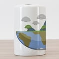 thumbnail image 3 of Earth Day Ceramic Toothbrush Holder, Half Earth Illustration with a Mountainous Landscape and Clouds, Decorative Versatile Countertop for Bathroom, 4.5" X 2.7", Deep Sky Blue Multicolor, 3 of 4