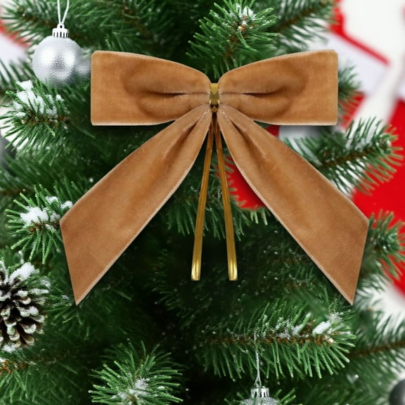 Dark Coffee Velvet Christmas Tree Top Bow, 1'' Ribbon Mini Bows for Holiday Tree, Wreaths, Gift Wrapping, Party Favors, Wedding Decorations